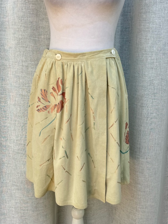 Dresses & Skirts - 1970's char & Sher light suede wrap skirt - embossed floral design